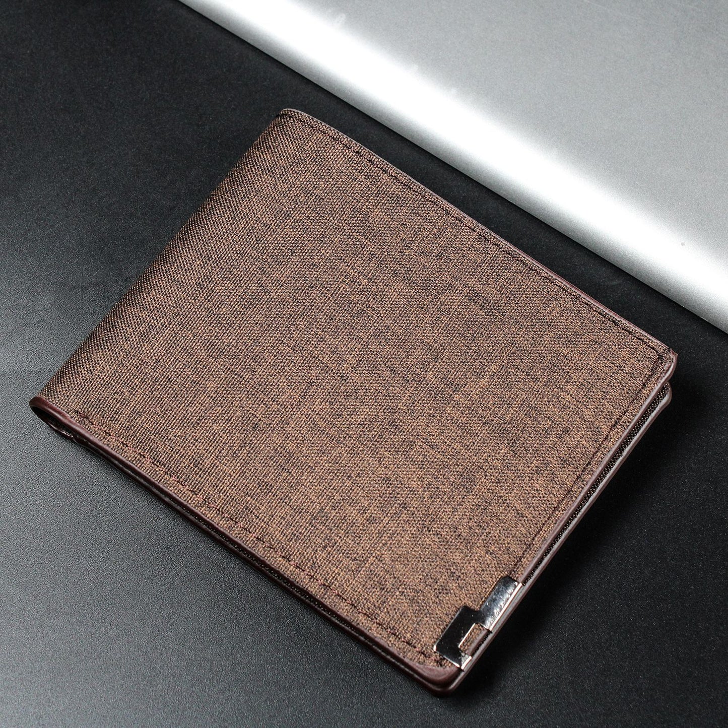 Cartera corta de lona para hombre