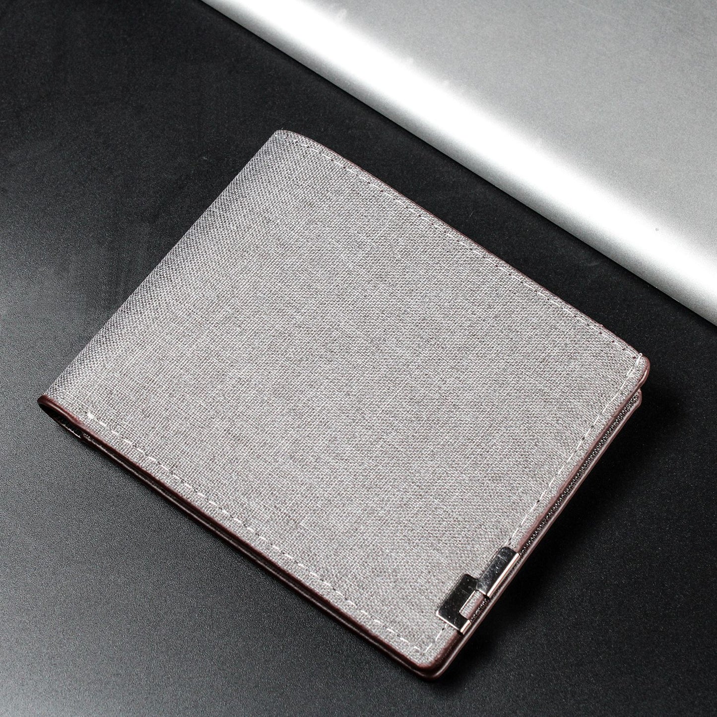 Cartera corta de lona para hombre
