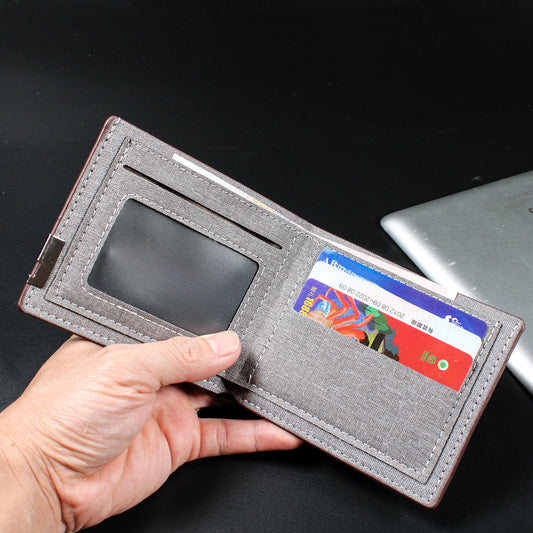 Cartera corta de lona para hombre