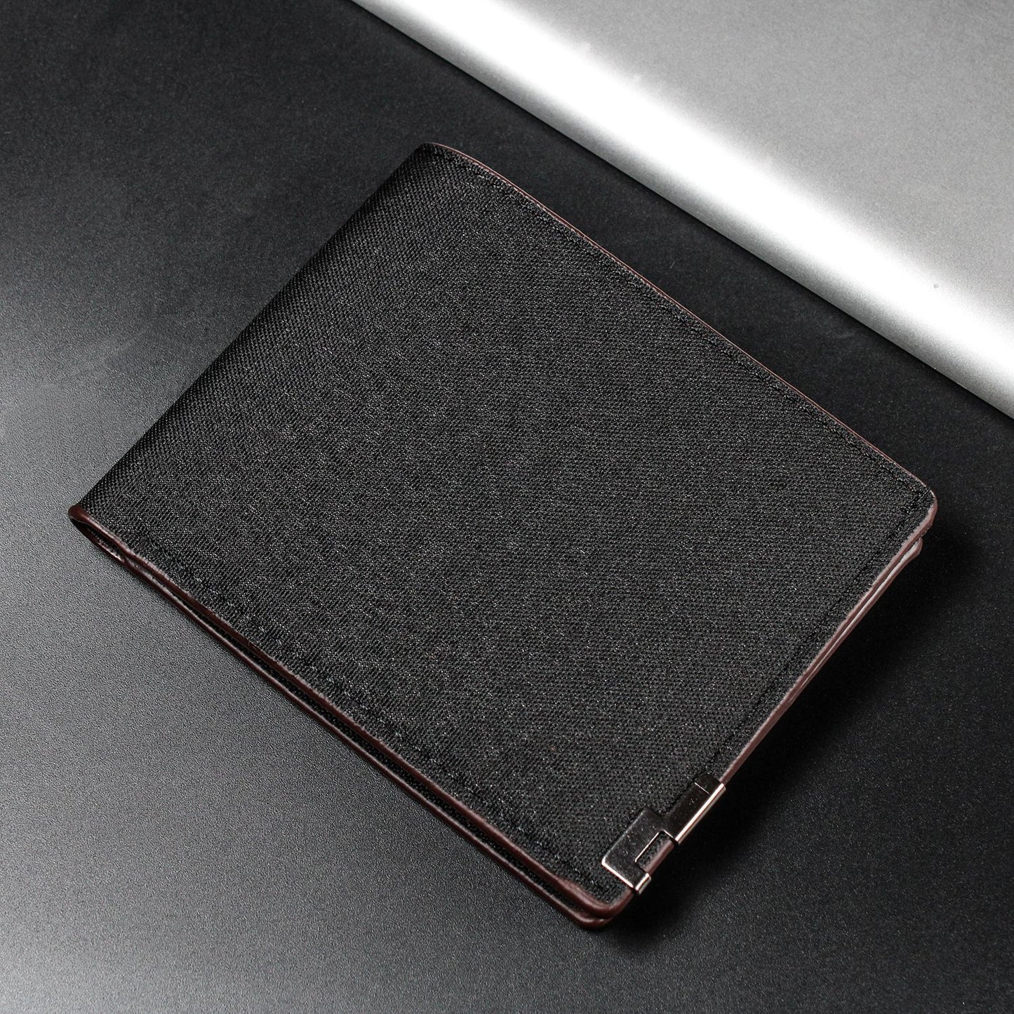 Cartera corta de lona para hombre