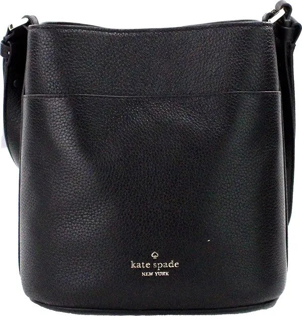 Leila Small Black Pebbled Leather Bucket Shoulder Crossbody Bag