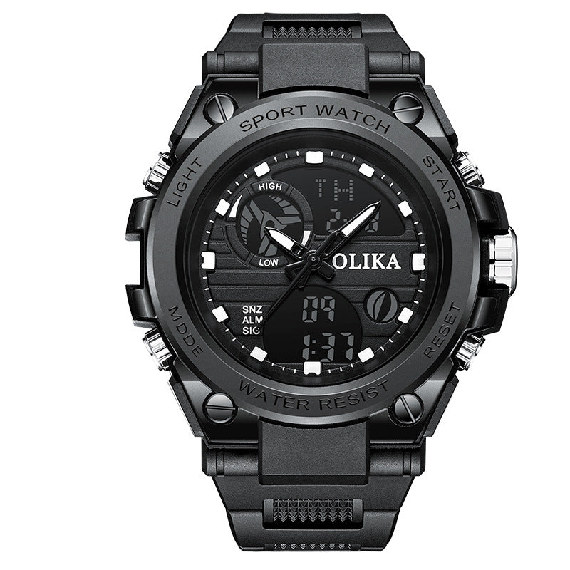 Reloj electrónico impermeable de doble pantalla para hombre