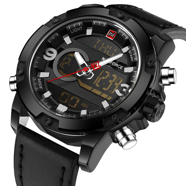 NAVIFORCE - Reloj deportivo analógico digital de cuero para hombre, marca de lujo, estilo militar, de cuarzo