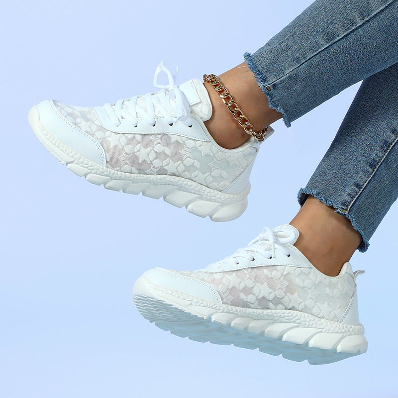 Zapatillas blancas transpirables, ligeras, casuales, deportivas para mujer