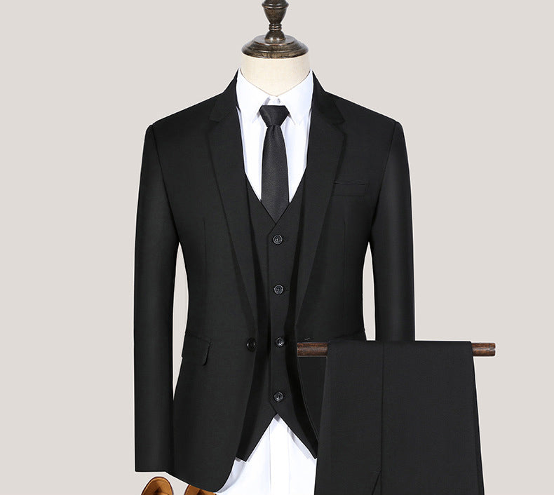 Conjunto de traje juvenil de corte entallado de primavera y otoño para hombre, conjunto de tres piezas para boda, traje de padrino de boda