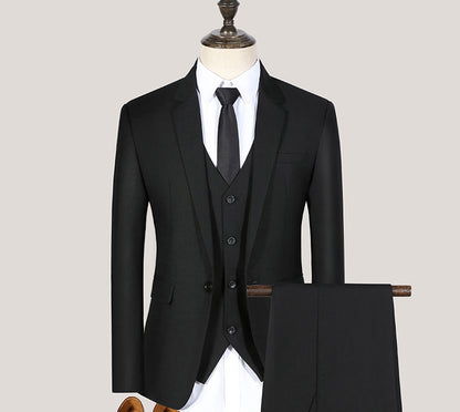 Conjunto de traje juvenil de corte entallado de primavera y otoño para hombre, conjunto de tres piezas para boda, traje de padrino de boda