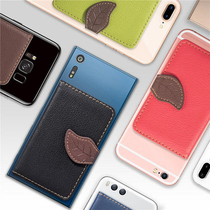 Funda creativa de cuero PU para teléfono, tarjetero para mujer y hombre, con adhesivo 3M, moderna y elegante.