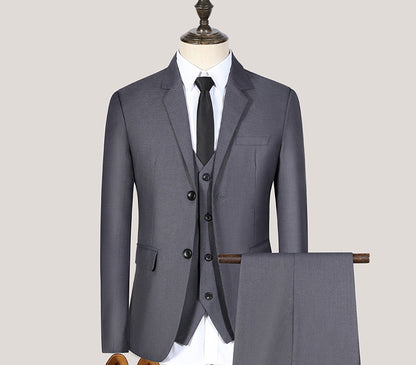 Conjunto de traje juvenil de corte entallado de primavera y otoño para hombre, conjunto de tres piezas para boda, traje de padrino de boda