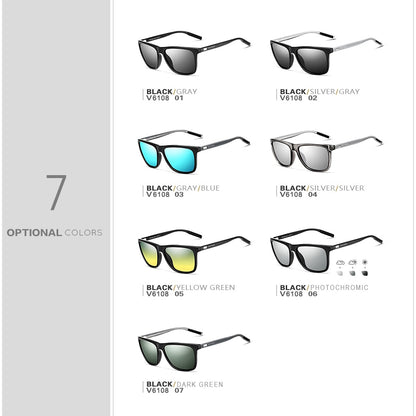 Gafas de sol unisex VEITHDIA de aluminio retro con lentes polarizadas TR90, accesorios vintage para hombre y mujer, 6108