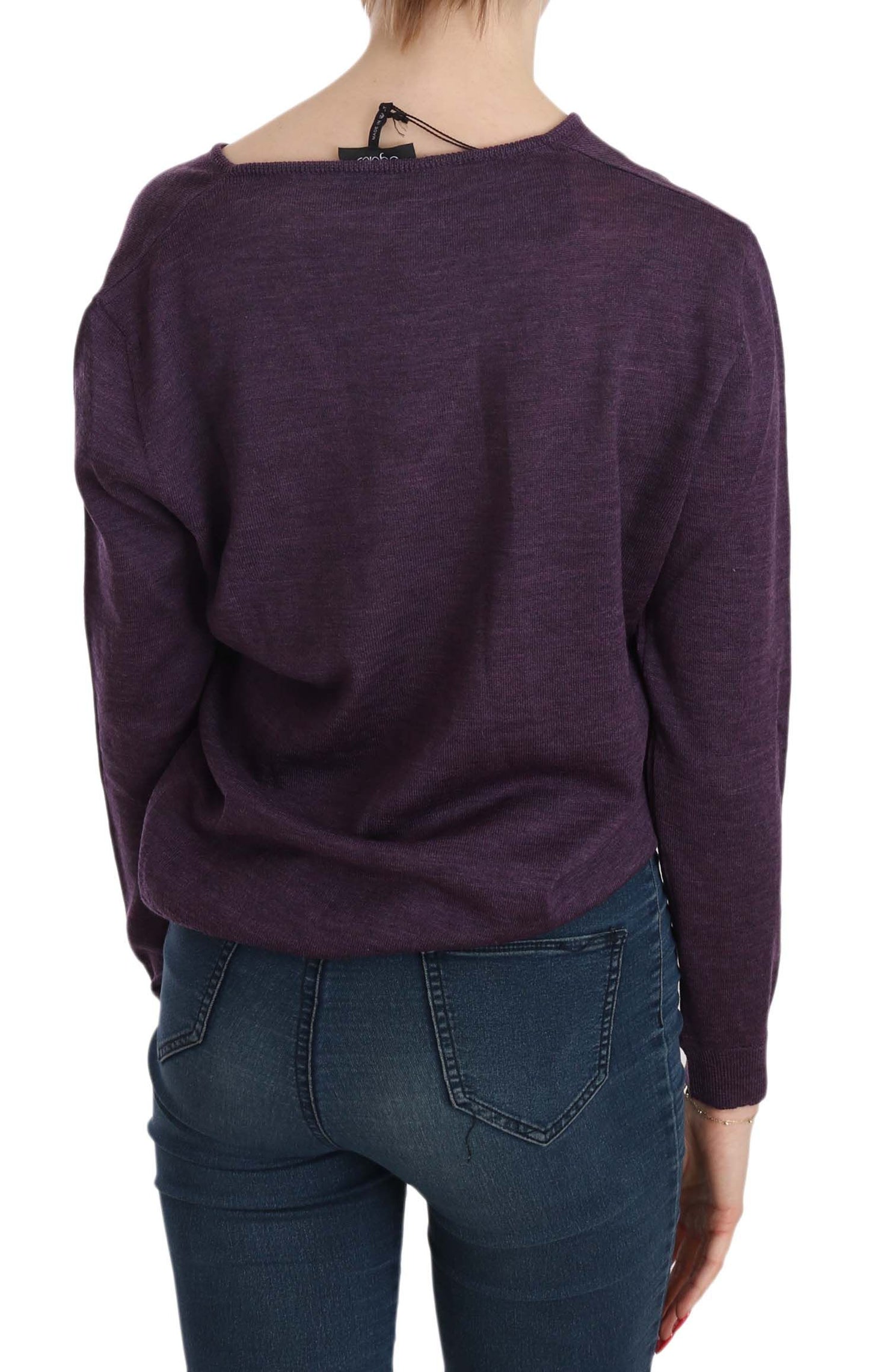 BYBLOS Purple V-neck Long Sleeve Pullover Top