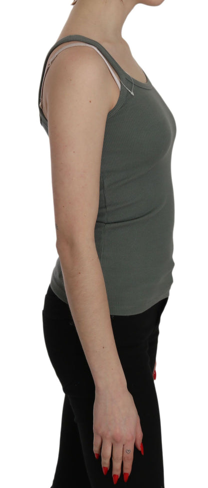 PINK MEMORIES Green Spaghetti Strap Slim Fit Casual Tank Top Blouse