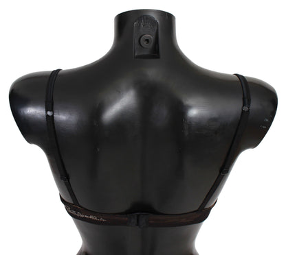 Roberto Cavalli Black Leopard Nylon Push Up Bra Underwear