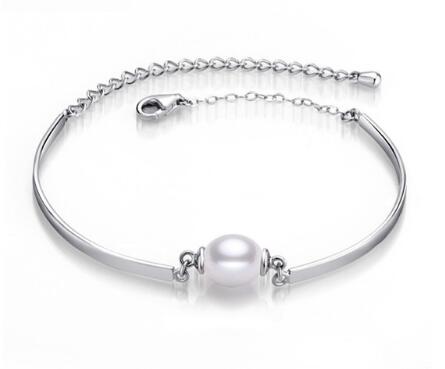 YIKALAISI 925 Sterling Silver Charm Bracelet Bangles Pearl Jewelry