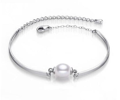 YIKALAISI 925 Sterling Silver Charm Bracelet Bangles Pearl Jewelry