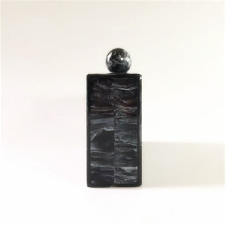 Bolso de mano acrílico con cabeza redonda y grano de mármol, moderno y versátil, color negro