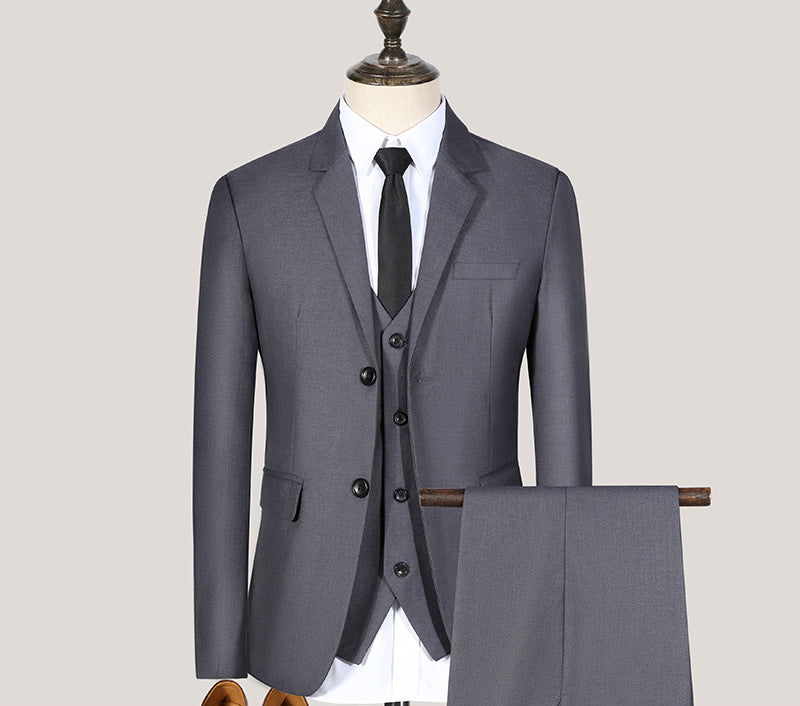 Conjunto de traje juvenil de corte entallado de primavera y otoño para hombre, conjunto de tres piezas para boda, traje de padrino de boda
