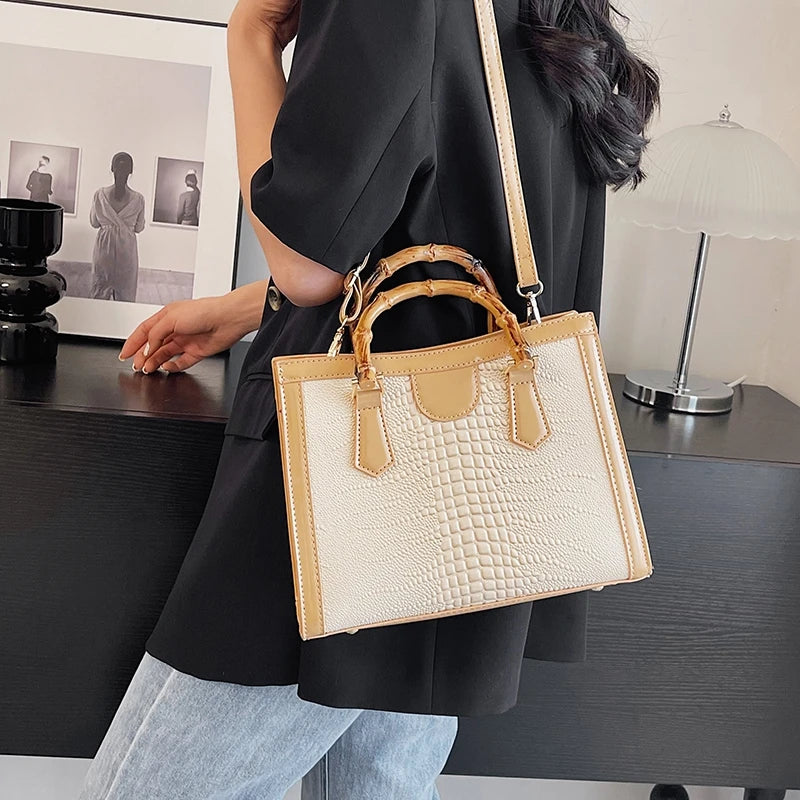 Bolso de hombro de piel de cocodrilo de lujo, bolso de diseñador para mujer