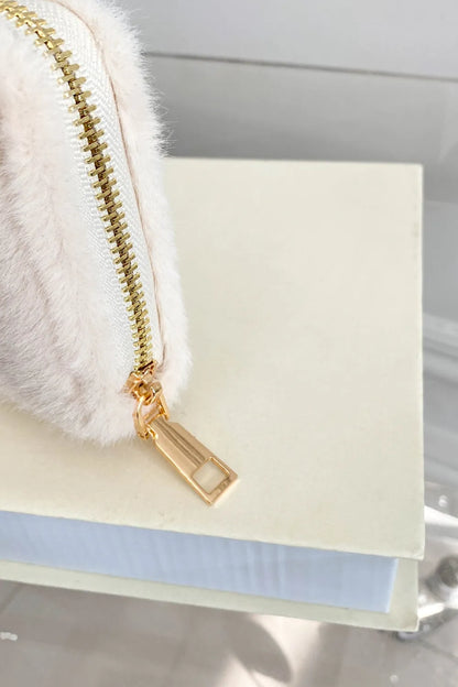 Cartera rectangular de pelusa de color sólido