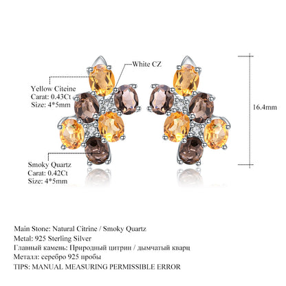 Fashionable natural colored earrings with inlaid yellow crystal gemstones earrings and earrings pendants
