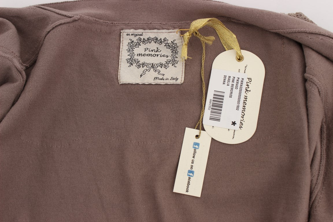 PINK MEMORIES Purple Lace Cotton Cardigan Sweater