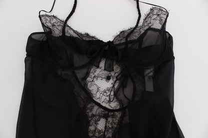 Dolce & Gabbana Black Silk Lace Babydoll Lingerie Top