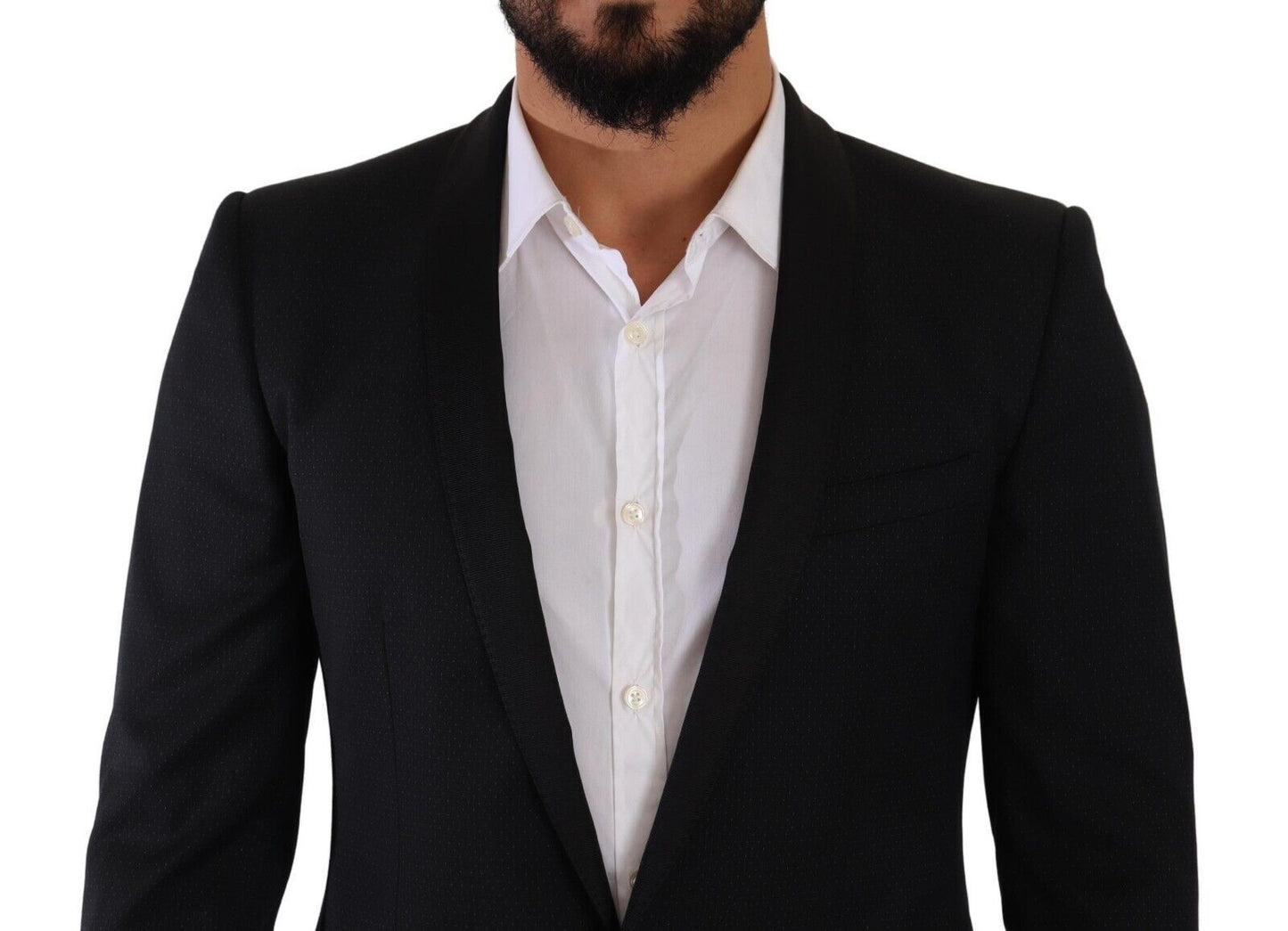 Dolce & Gabbana Black Fantasy GOLD Wool Slim Fit 2 Piece Suit