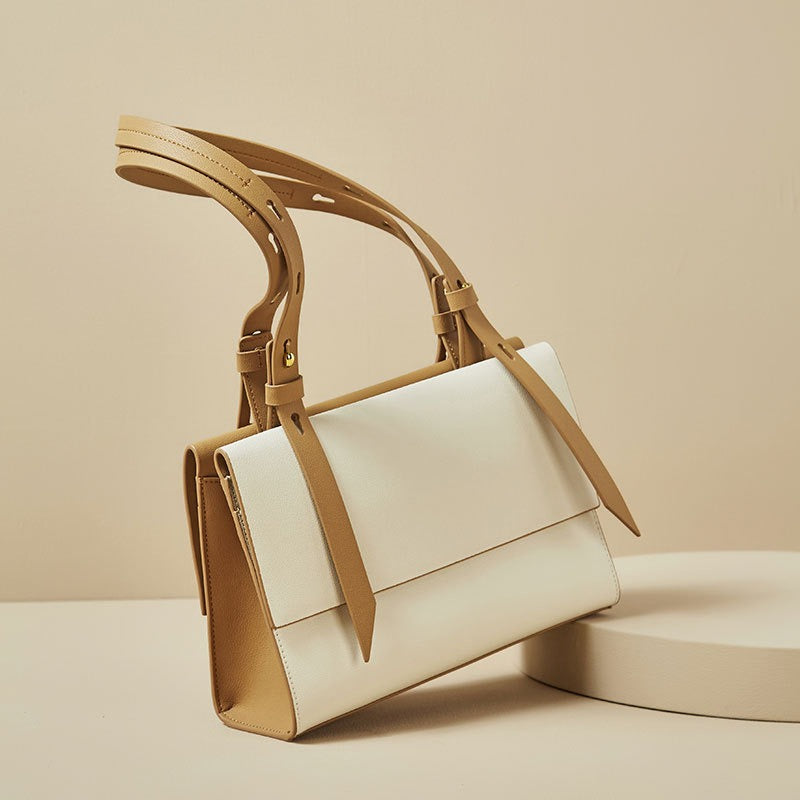 Bolso de hombro de cuero genuino, estilo versátil, de diseño exclusivo, para mujer.
