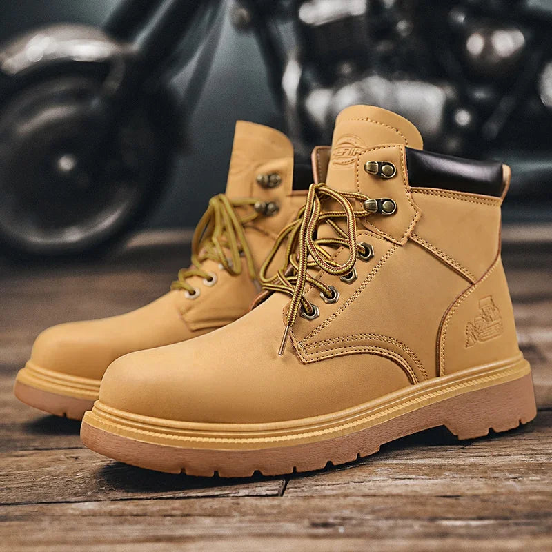 Botas de seguridad para el trabajo, calzado de seguridad clásico para motociclistas, calzado de tobillo, moda, antideslizante