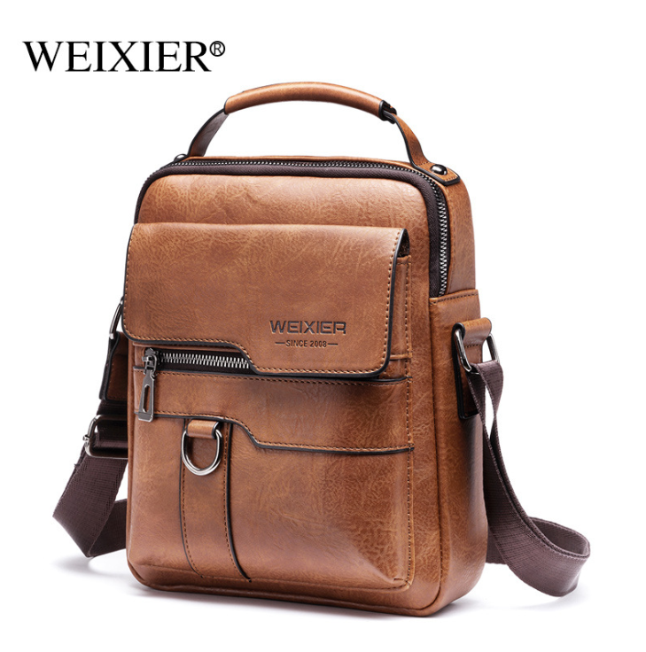 Bolso de hombro informal para hombre, bandolera vintage de alta calidad, de piel sintética