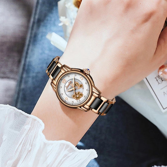 Reloj de cerámica Lige de alta calidad para mujer, exquisito reloj resistente al agua