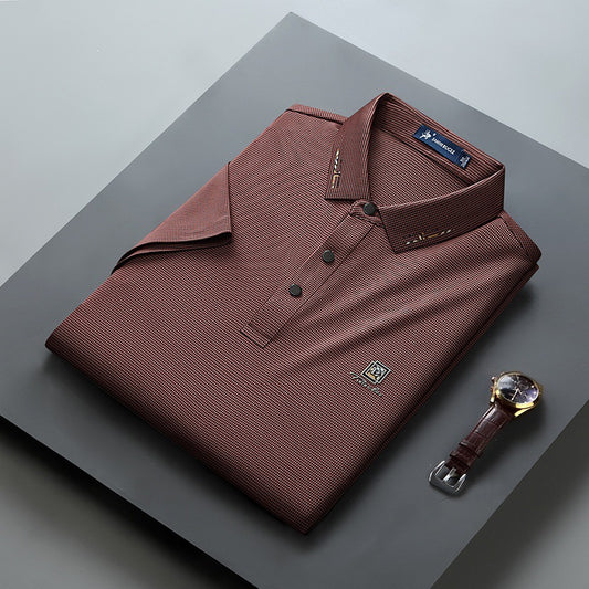 Camiseta de manga corta con cuello polo, informal, de verano, para negocios, de media manga