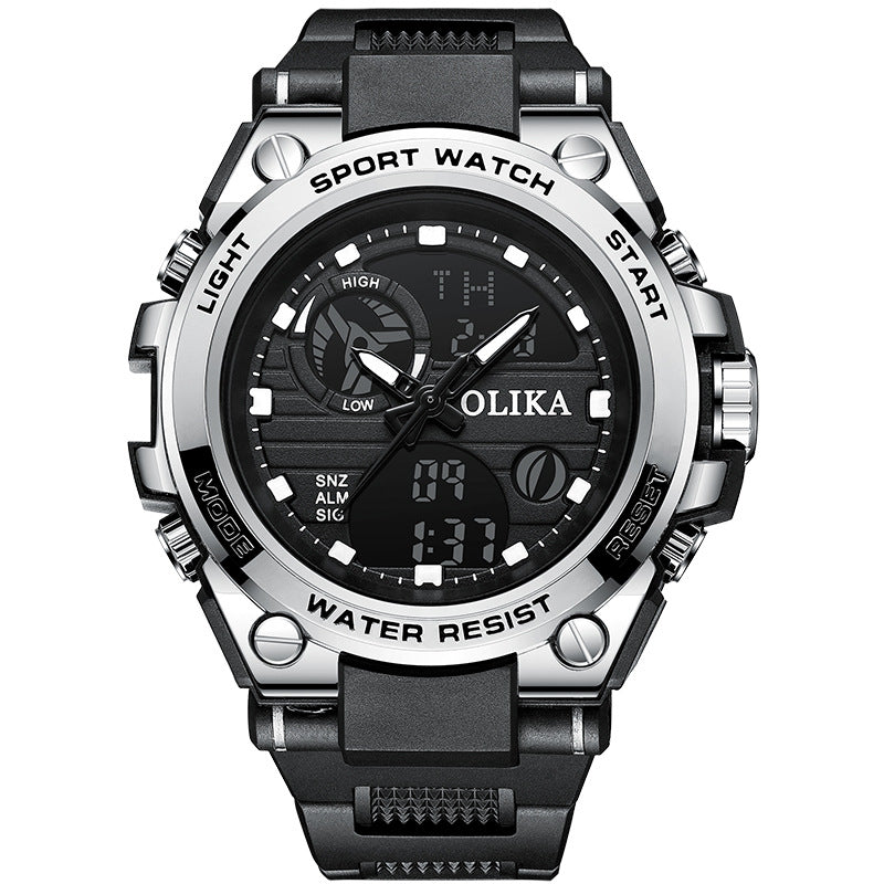 Reloj electrónico impermeable de doble pantalla para hombre