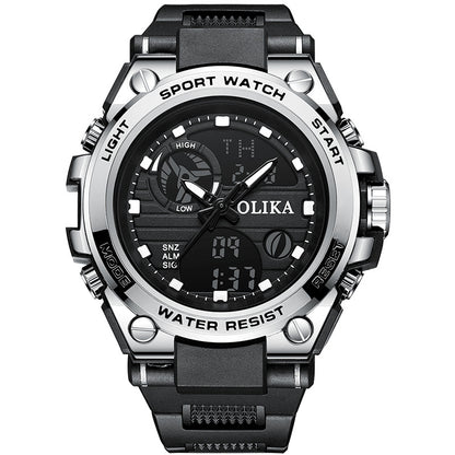 Reloj electrónico impermeable de doble pantalla para hombre