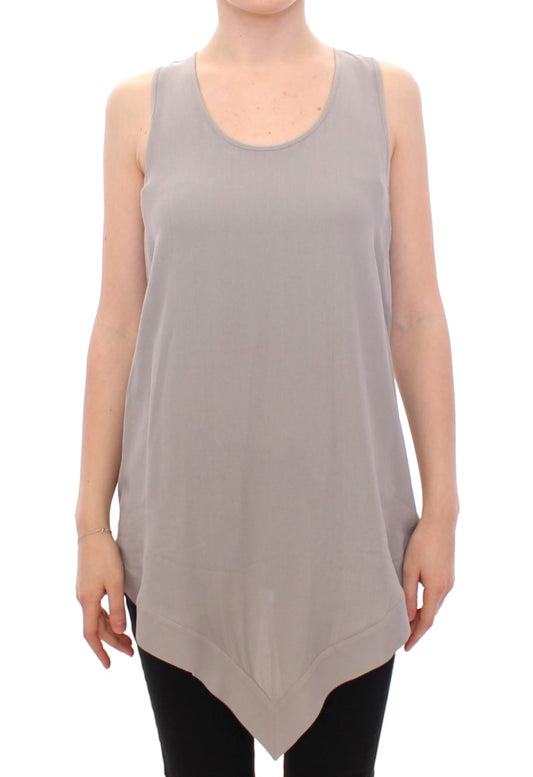 Comeforbreakfast Gray Viscose Tank Top Shirt Blouse