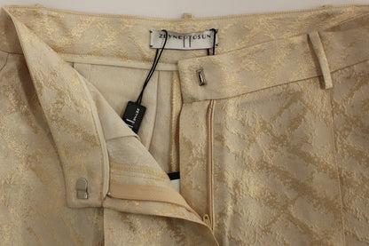 Zeyneptosun Beige Brocade Above Knee Shorts