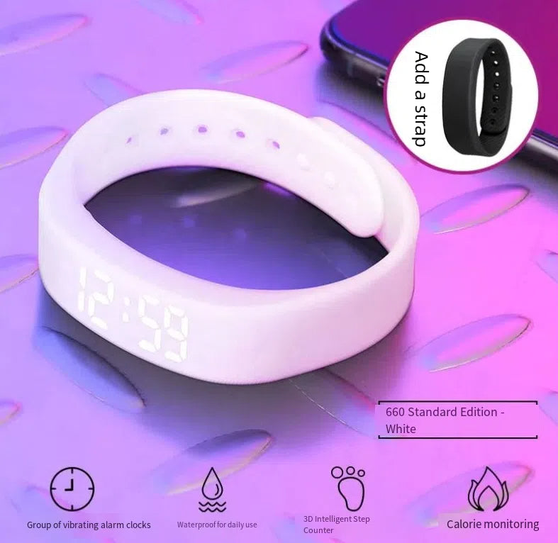 Reloj inteligente electrónico con vibración, resistente al agua, luz nocturna, pulsera deportiva