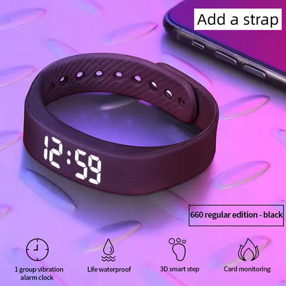 Reloj inteligente electrónico con vibración, resistente al agua, luz nocturna, pulsera deportiva