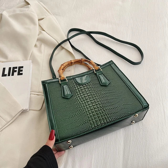 Bolso de hombro de piel de cocodrilo de lujo, bolso de diseñador para mujer