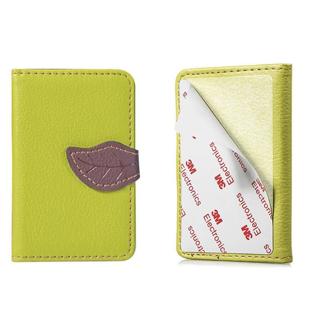 Funda creativa de cuero PU para teléfono, tarjetero para mujer y hombre, con adhesivo 3M, moderna y elegante.