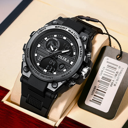 Reloj electrónico impermeable de doble pantalla para hombre