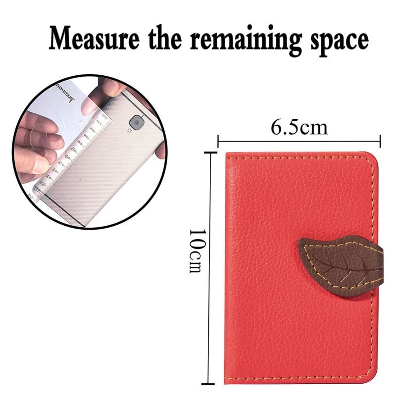 Funda creativa de cuero PU para teléfono, tarjetero para mujer y hombre, con adhesivo 3M, moderna y elegante.