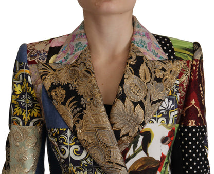 Dolce & Gabbana Multicolor Double-Breasted Patchwork Jacquard Blazer Jacket