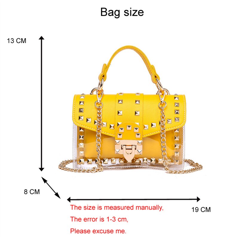 Bolso de mano elegante con remaches y nuevas cadenas para mujer