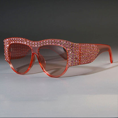 Gafas de sol cuadradas de lujo para mujer, montura extragrande con diamantes de imitación y brillantes.