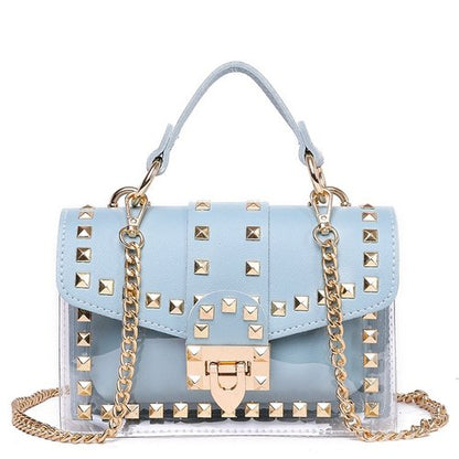 Bolso de mano elegante con remaches y nuevas cadenas para mujer