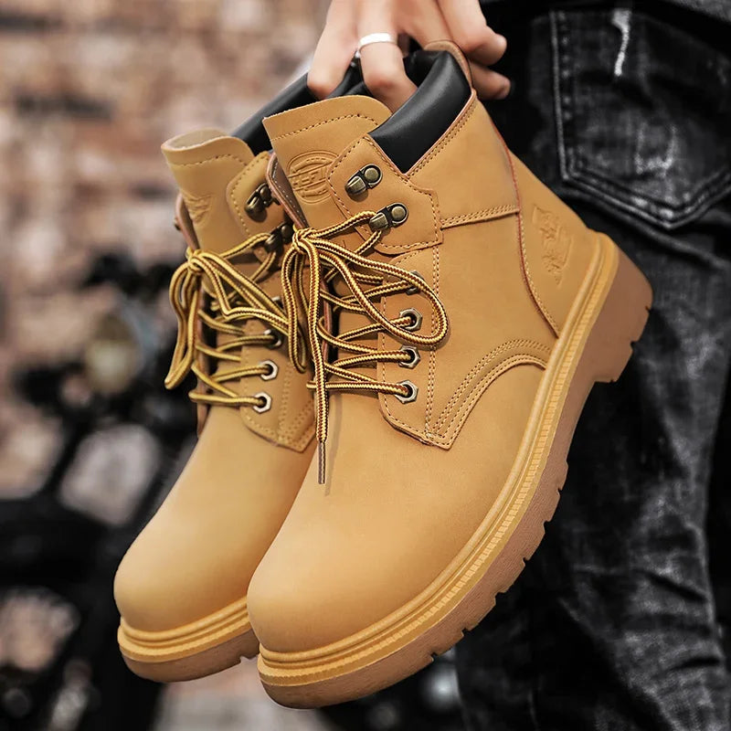 Botas de seguridad para el trabajo, calzado de seguridad clásico para motociclistas, calzado de tobillo, moda, antideslizante