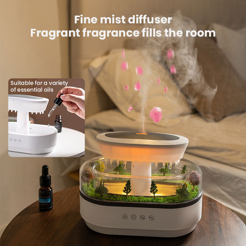 Humidificador de aroma estilo Raindrop con luces y difusión de aceites esenciales para el hogar.