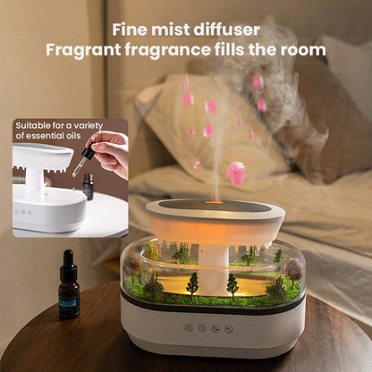 Humidificador de aroma estilo Raindrop con luces y difusión de aceites esenciales para el hogar.