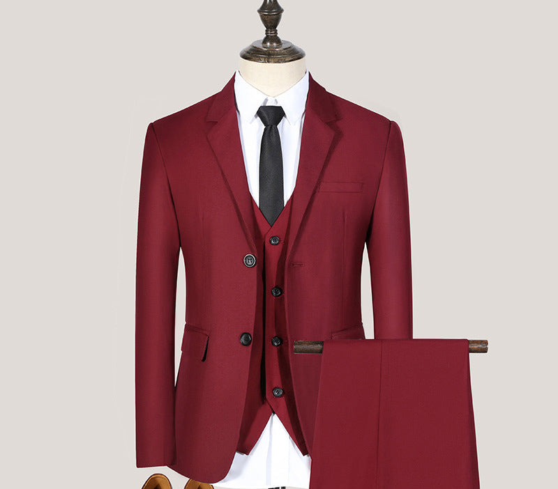 Conjunto de traje juvenil de corte entallado de primavera y otoño para hombre, conjunto de tres piezas para boda, traje de padrino de boda