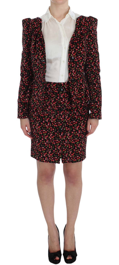 BENCIVENGA Black Multicolor Floral Suit